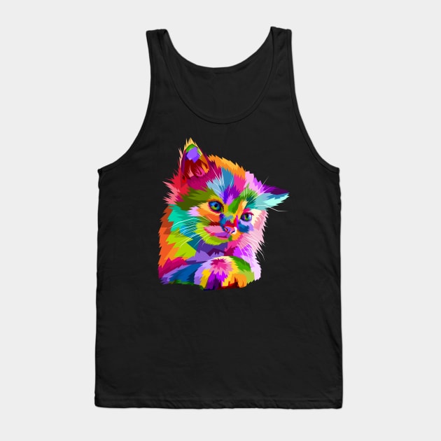 Colorful Cat Kitten Lover Tank Top by LotusTee